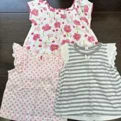 子供用トップス3点セット（フラワー・水玉）