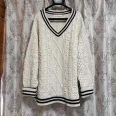 AmericanHolic アイボリー Vネック 長袖 ニット セーター L