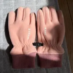 フリース手袋 ピンク 滑り止め付き