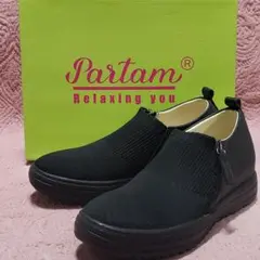 美品✰ PARTAM 軽量 ジップ式 ローカットシューズ 黒 23.0cm