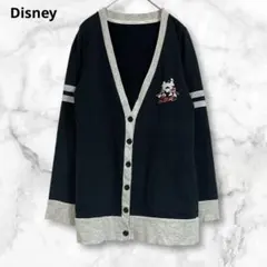 ディズニー　ネイビー系　ボタン付きカーディガン　長袖　M ミッキー&ミニー