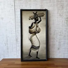 【アンティーク】木彫り 彫刻画 アフリカンアート 民族工芸品 オブジェ 飾り物