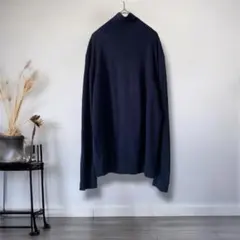 コムサイズム◎暖かタートルニット ネイビー L 上品ベーシック　レディース