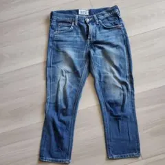 【Lee】デニムパンツ 牛革タグ クロップド丈 ブルーデニム 日本製 XS