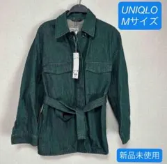 UNIQLO デニムシャツジャケット ダークグリーン Mのサムネイル