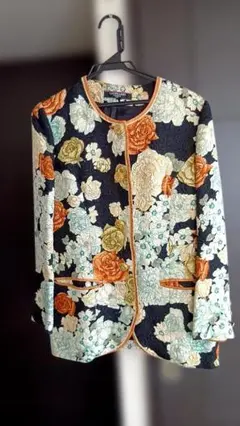 ☆美品 LEONARD フラワープリント ノーカラージャケット LL LEONARD FASHION ノーカラージャケット 花柄 - メルカリ