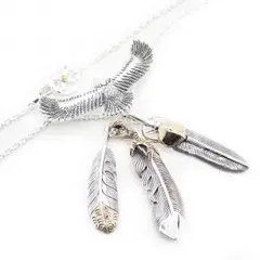 新品 イーグルとフェザーペンダント シルバー925ネックレス  118svn