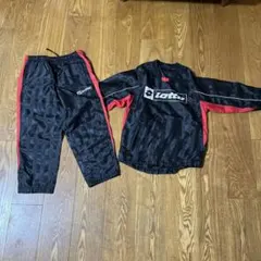 lotto キッズ ジャージ 上下セット ブラック レッド