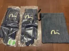 ネイビー ゴルフグローブ 2双 収納袋付き　エビスジーンズ　EVISU
