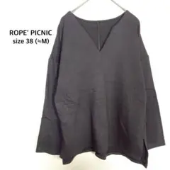 ロペピクニック◉カットソー M 黒 裏起毛 キーネックトップス 完売品 重ね着