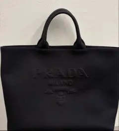 PRADA ブラック トートバッグ♡エンボス♡ドリル♡キャンバス