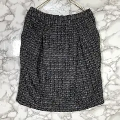 ROPE PICNIC　（38）　ツイードコクーンミニスカート　黒地　きれいめ