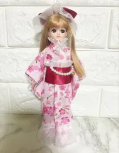 リカちゃん服 ハンドメイド 着物ドレス 桜柄