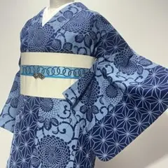 新品とても　レアな羅半幅帯　誉田屋源兵衛 芭蕉通風段文　美しい青色　希少 新品とても レアな羅半幅帯 誉田屋源兵衛 芭蕉通風段文 美しい青色