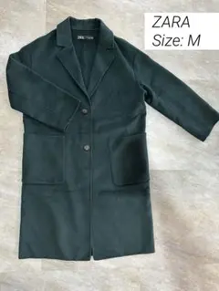 ZARA ウール混 チェスターコート ダークグリーンMサイズ