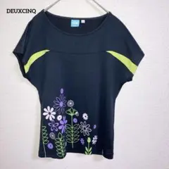 ドゥサンク 花柄プリント Tシャツ Mサイズ 黒