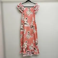 フラワープリント フリル袖 ムームー