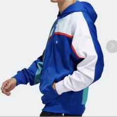 adidas　OFF CENTER HOODIE　L　ブルー　パーカー　レトロ