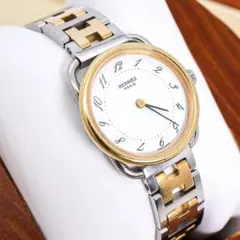 稼働 Hermes アルソー 腕時計 ゴールド コンビカラー Hベルト3765のサムネイル