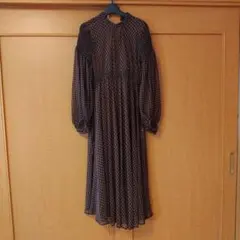 Lily brown チェックロングワンピースブラウン