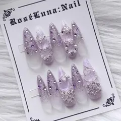 現品†☽乳白色紫マーブル フラッシュ 冬ネイル ラメグラ 派手ギャル地雷量産