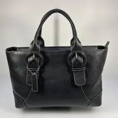 DELL'GA デルガ　ハンドバッグ ダブルバックル　レザー　ブラック