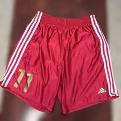美品adidas アディダスサッカーショートパンツ赤 ハーフパンツ 11Mサイズ