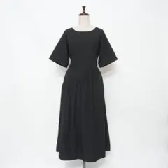 regleam リブニット切り替えマキシワンピース半袖/Mサイズ ブラック