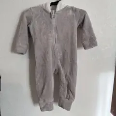 フリースロンパース グレー フード付き 80