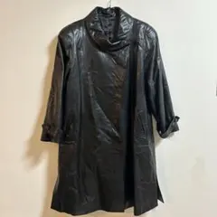日本製ヴィンテージ✨本革ブラックレザーコート　黒　高級　M 上質