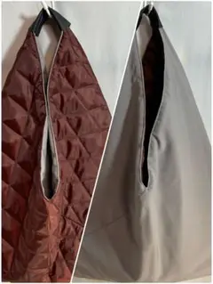 キルティング ×洋服三角バッグリバーシブルハンドメイドトートバッグ（１４）