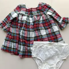 チェック柄ワンピースとパンツセット