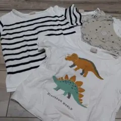 Tシャツ 3枚セット 90 半袖 男の子 恐竜 ボーダー 夏