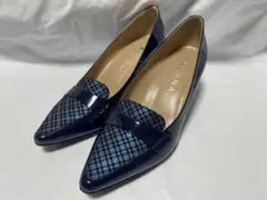 DIANA WELL FIT インステップパンプス ダークブルーエナメル　極美品
