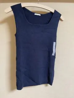 【未使用品】GU リブ編み ノースリーブ トップス ネイビー Sサイズ