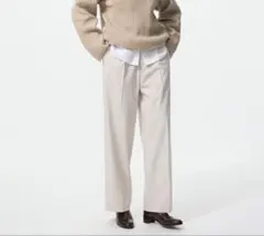 UNIQLO タックワイドパンツ　ホワイト　XL