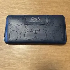 COACH CU381 ラウンド長財布 ネイビー - メルカリ