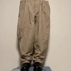 USA アメカジ古着 2タック リネン混 ワイド スラックス W38 チェック柄