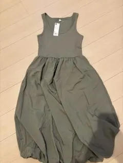 GU ノースリーブカットソーワンピース Mサイズ オリーブグリーン