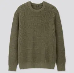 UNIQLO　ミドルゲージワッフルクルーネックセーター