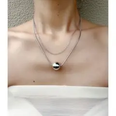 ステンレス ネックレス チョーカー シルバー チェーン シルバーボール 2連