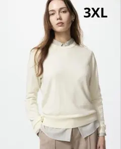 2024年冬ユニクロ エクストラファインメリノ クルーネック レディス3XL
