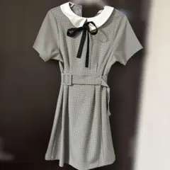 REDYAZEL ギンガムチェック襟つきミニワンピース