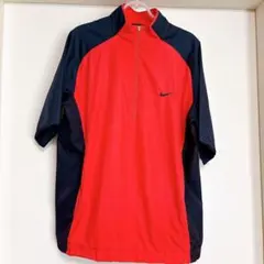 Nike Golf ハーフジップジャケット 【L】 レッド/ネイビー ナイロンT