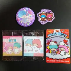 キキ＆ララ　刺繍缶バッジ　シール　カード　5点セット