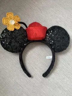 ディズニーリゾート ミニー レトロ カチューシャ スパンコール　お花　帽子付き