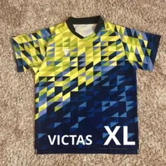 VICTAS 卓球用ウェア XL 青・緑・黄の幾何学模様