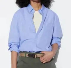 UNIQLO　ブロードシャツ　ストライプ　ボタンダウン　ブルー