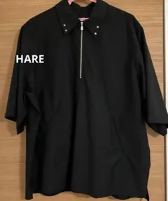 ゲリラ値下！HARE ブラック 半袖プルオーバーシャツ ジッパー付き