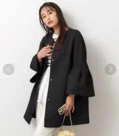 フレアスリーブミドルコート黒Lサイズのサムネイル